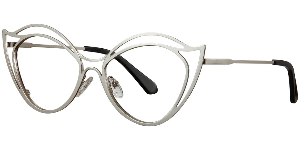 Armazón Ojo de Gato de Metal Plateado F5771-3