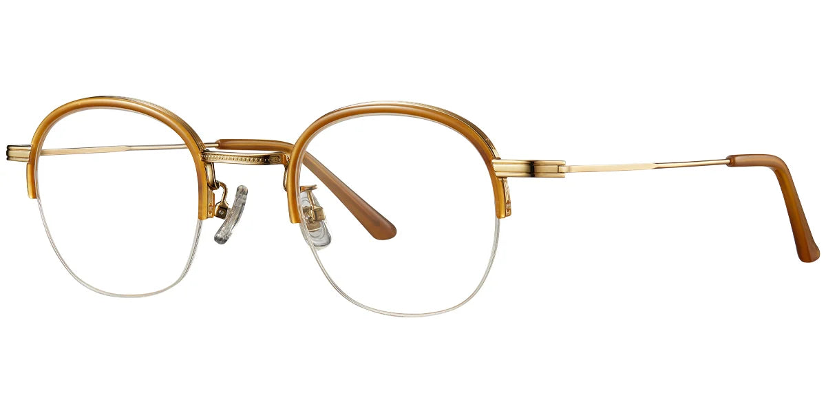 Armazón Ovalado Geométrico de Acetato Textura Madera-Amarillo F4844-2