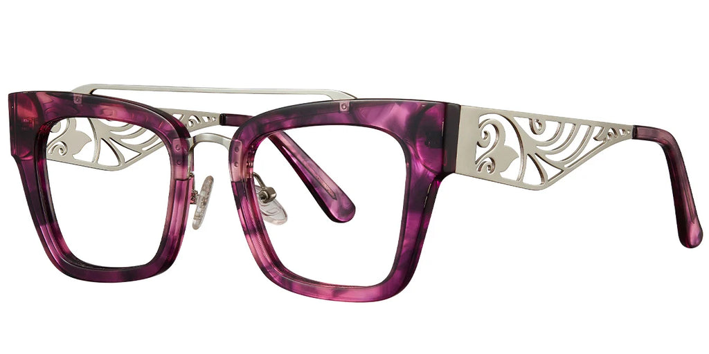 Armazón Cuadrado de Acetato Negro-Plata F5772-1