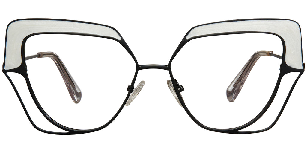 Armazón Geométrico de Metal Plateado-Negro F5768-2
