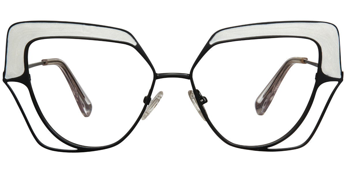 Armazón Geométrico de Metal Plateado-Negro F5768-2
