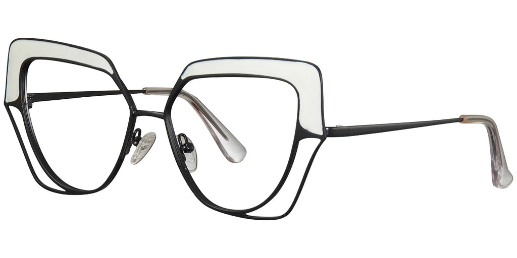 Armazón Geométrico de Metal Plateado-Negro F5768-2