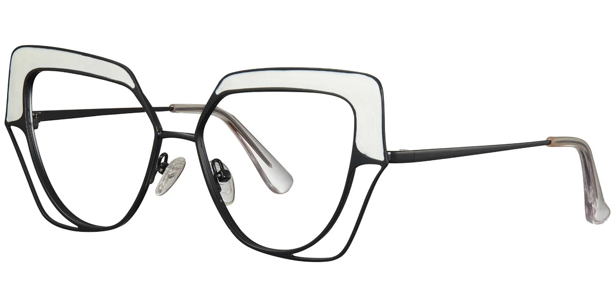 Armazón Geométrico de Metal Plateado-Negro F5768-2