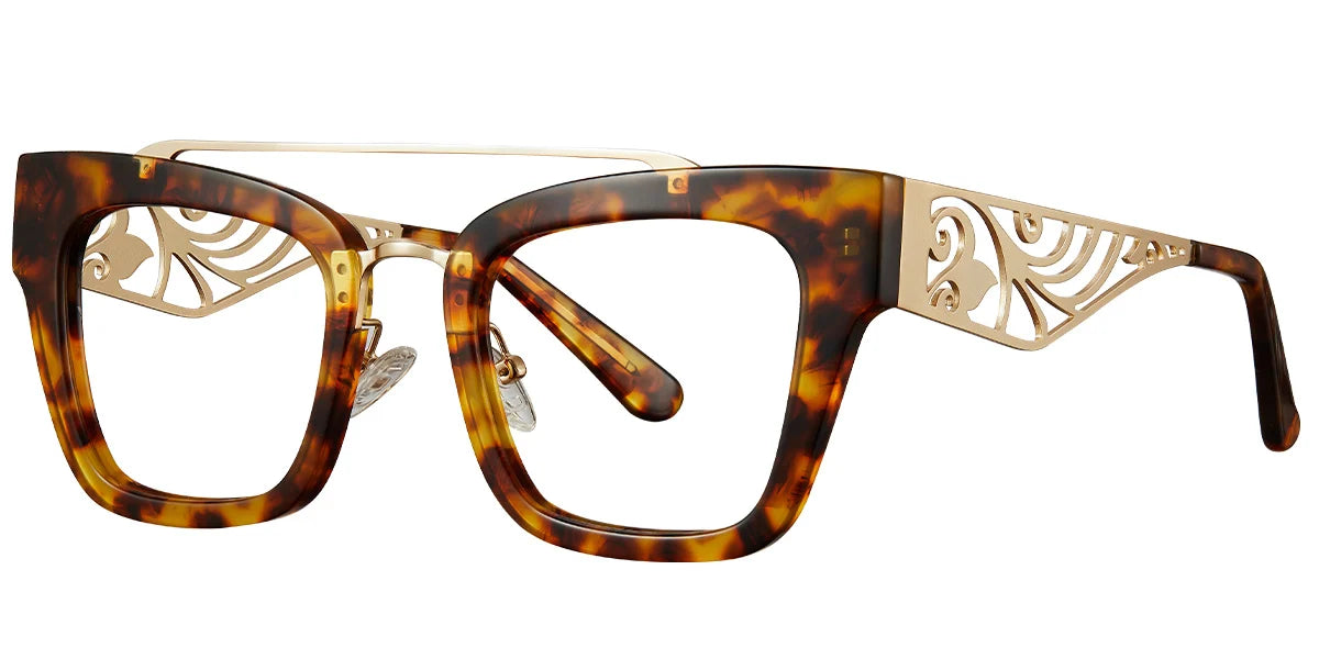 Armazón Cuadrado de Acetato Negro-Plata F5772-1