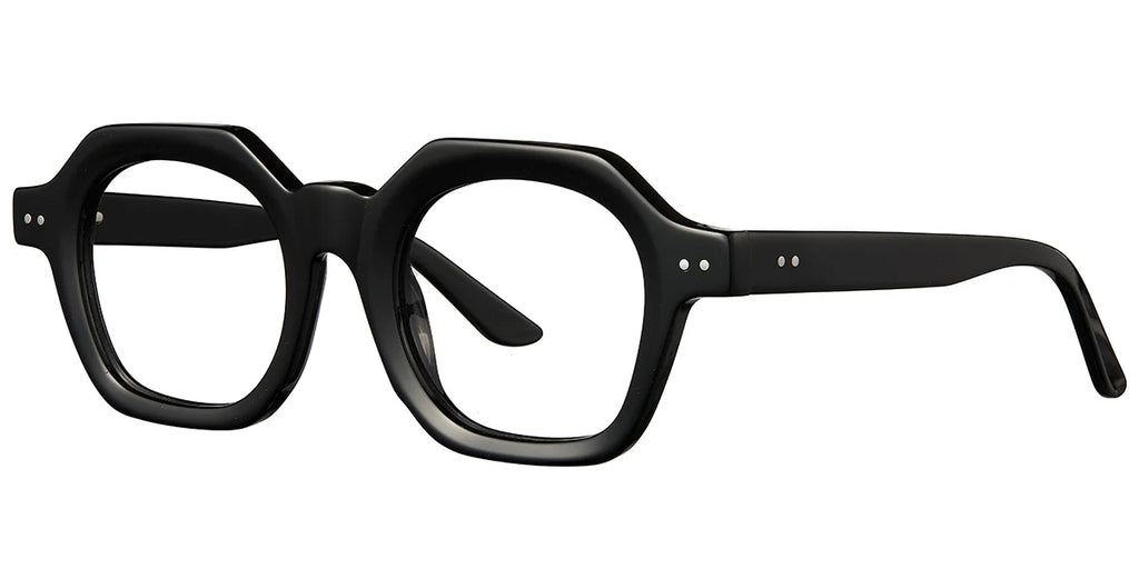 Armazón Geométrico de Acetato Negro Brillante F5202-1