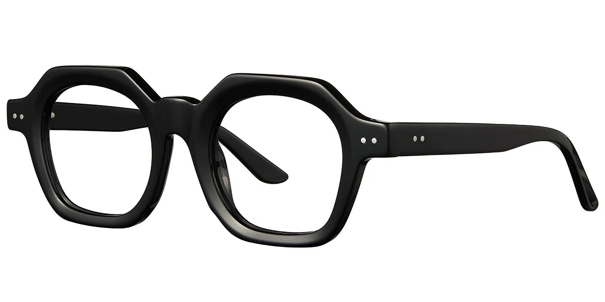 Armazón Geométrico de Acetato Negro Brillante F5202-1