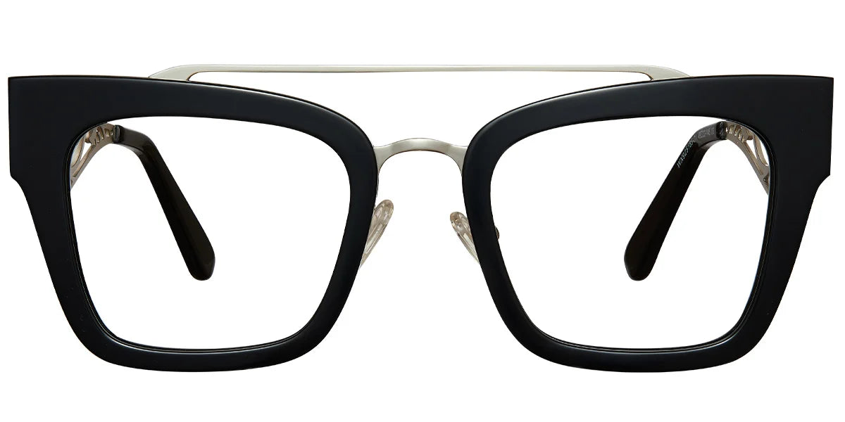 Armazón Cuadrado de Acetato Negro-Plata F5772-1